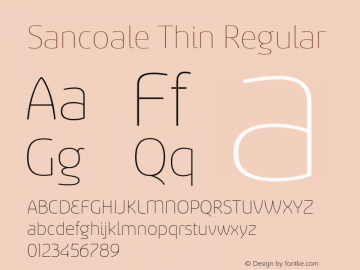 Sancoale Thin Regular Version 1.000 Font Sample