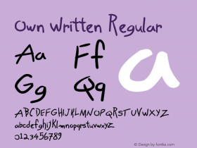 Own Written Regular Version 1.00 May 1, 2012, initial release Font Sample