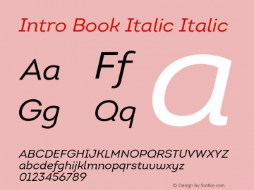 Intro Book Italic Italic Version 1.000 Font Sample