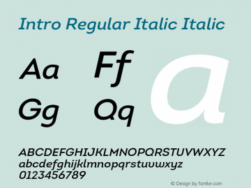 Intro Regular Italic Italic Version 1.000图片样张