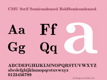 CMU Serif Semicondensed BoldSemicondensed Version 0.7.0 Font Sample