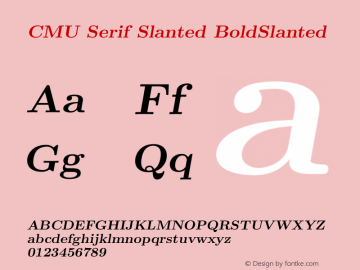 CMU Serif Slanted BoldSlanted Version 0.7.0 Font Sample