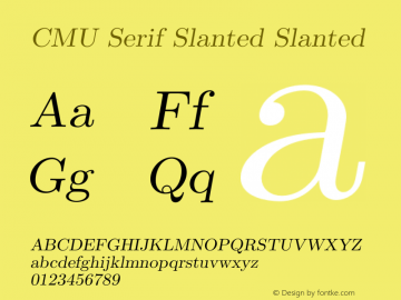 CMU Serif Slanted Slanted Version 0.7.0 Font Sample