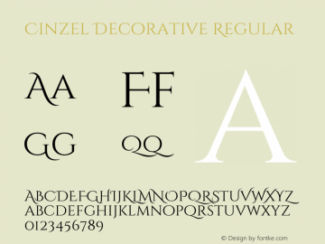 Cinzel Decorative Regular Version 1.001;PS 001.001;hotconv 1.0.56;makeotf.lib2.0.21325 Font Sample