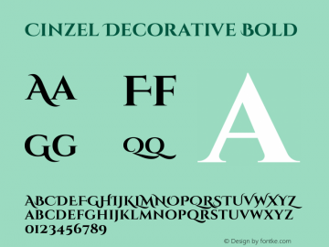 Cinzel Decorative Bold Version 1.001;PS 001.001;hotconv 1.0.56;makeotf.lib2.0.21325 Font Sample