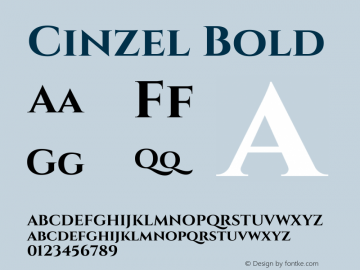 Cinzel Bold Version 1.001;PS 001.001;hotconv 1.0.56;makeotf.lib2.0.21325图片样张