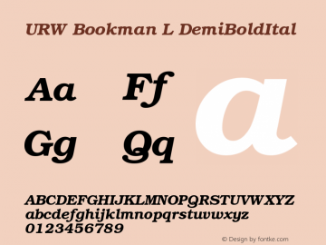 URW Bookman L DemiBoldItal Version 1.05 Font Sample