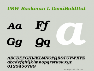 URW Bookman L DemiBoldItal Version 1.05 Font Sample