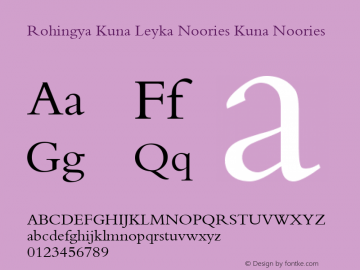 Rohingya Kuna Leyka Noories Kuna Noories 1st version 2002 Font Sample