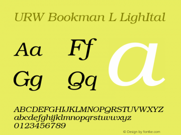 URW Bookman L LighItal Version 1.06 Font Sample
