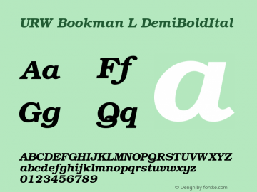 URW Bookman L DemiBoldItal Version 1.06 Font Sample