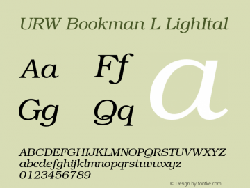 URW Bookman L LighItal Version 1.06图片样张