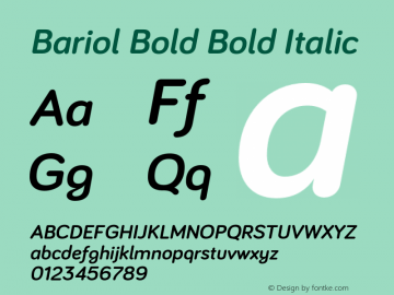 Bariol Bold Bold Italic Version 001.001 Font Sample