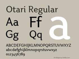 Otari Regular Version 1.000 Font Sample