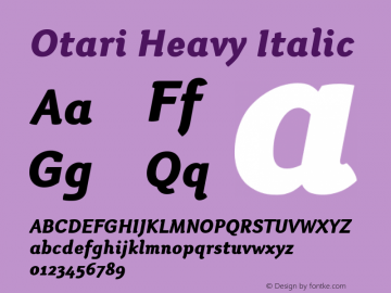 Otari Heavy Italic Version 1.000 Font Sample