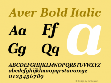 Aver Bold Italic Version 1.0; 2012; initial release图片样张