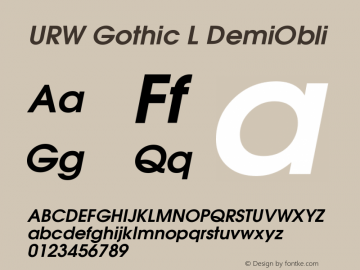 URW Gothic L DemiObli Version 1.06 Font Sample