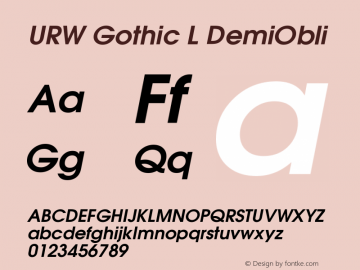 URW Gothic L DemiObli Version 1.05 Font Sample