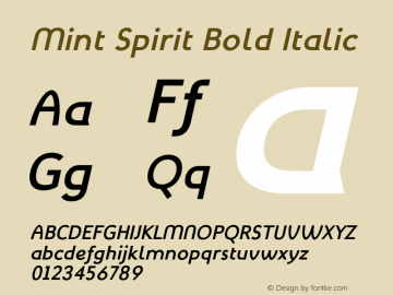 Mint Spirit Bold Italic Version 1.004;FFEdit图片样张