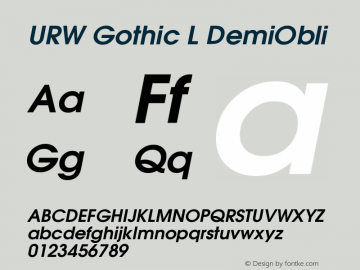 URW Gothic L DemiObli Version 1.05 Font Sample