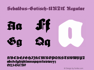 Sebaldus-Gotisch-UNZ1L Regular Version 1.0; 2002; initial release Font Sample