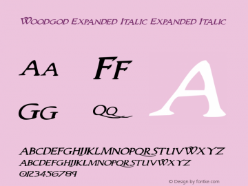 Woodgod Expanded Italic Expanded Italic Version 1.0; 2012图片样张
