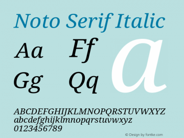 Noto Serif Italic Version 1.03 Font Sample