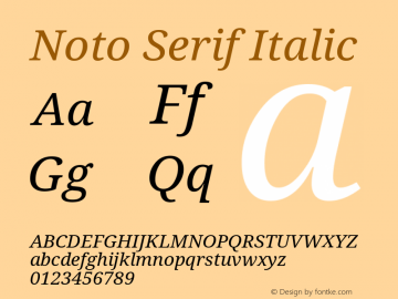 Noto Serif Italic Version 1.04图片样张