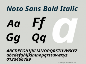 Noto Sans Bold Italic Version 1.04 Font Sample