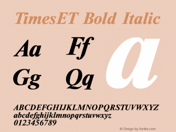 TimesET Bold Italic Converted from t:\TIMETT.BF1 by ALLTYPE图片样张