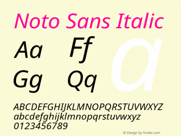 Noto Sans Italic Version 1.04 Font Sample