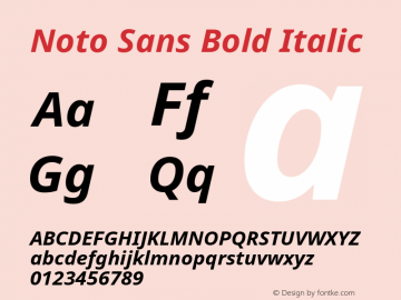 Noto Sans Bold Italic Version 1.05 Font Sample