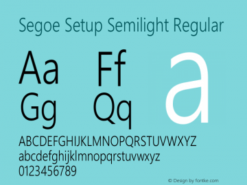 Segoe Setup Semilight Regular Version 1.06 Font Sample