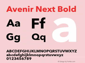 Avenir Next Bold 8.0d5e6 Font Sample