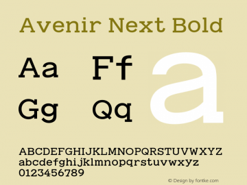 Avenir Next Bold 8.0d5e5 Font Sample