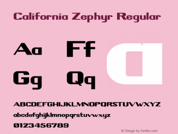 California Zephyr Regular Version 1.001 2011 Font Sample