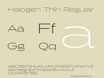 Halogen Thin Regular Version 1.000 Font Sample