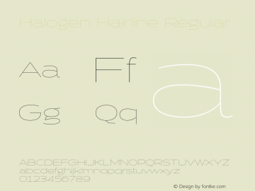 Halogen Hairline Regular Version 1.000 Font Sample