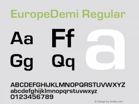 EuropeDemi Regular OTF 1.0;PS 004.001;Core 116;AOCW 1.0 161 Font Sample