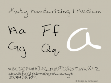Katy handwriting 1 Medium Version 1.0 Font Sample