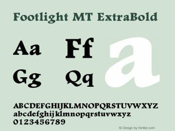 Footlight MT ExtraBold Version 001.003 Font Sample