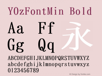 YOzFontMin Bold Version 13.10 Font Sample