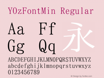 YOzFontMin Regular Version 13.10 Font Sample