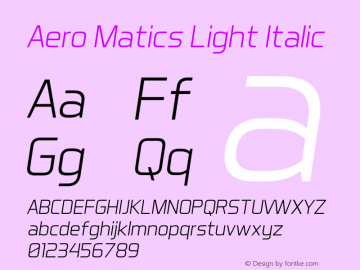 Aero Matics Light Italic v1.65 - 6/21/2012图片样张