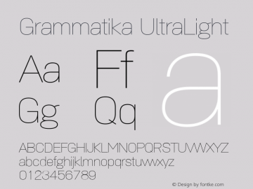 Grammatika UltraLight Version 1.002 Font Sample