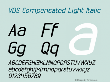 VDS Compensated Light Italic Version 1.000 2012 initial release Font Sample