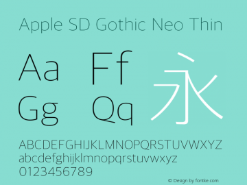 Apple SD Gothic Neo Thin 10.0d22e1 Font Sample