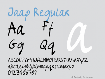Jaap Regular Version 1.00 June 27, 2012, initial release Font Sample