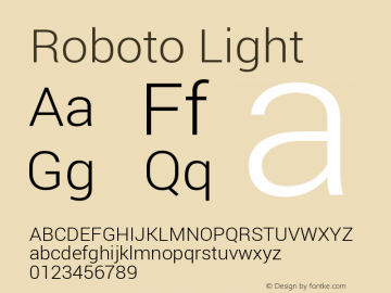 Roboto Light Version 1.200310; 2013 Font Sample