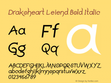 Drakoheart Leiend Bold Italic Version 1.00图片样张